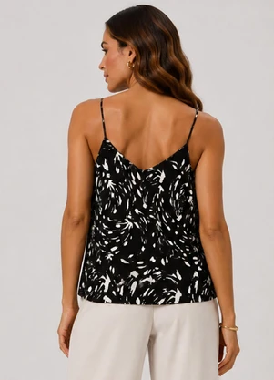 Infinita Cor - Regata Feminina Tecido Viscose Slub Preto - INFINITA COR