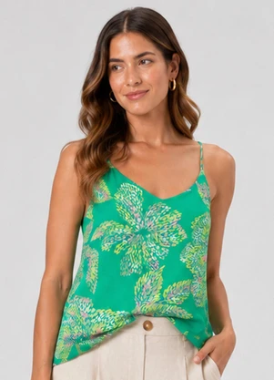 Infinita Cor - Regata Feminina Tecido Viscose Slub Verde - INFINITA COR