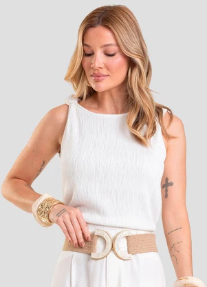 Dianna - Regata Feminina Texturizada Elegante Bege - DIANNA