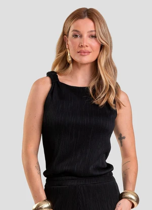 Dianna - Regata Feminina Texturizada Elegante Preto - DIANNA