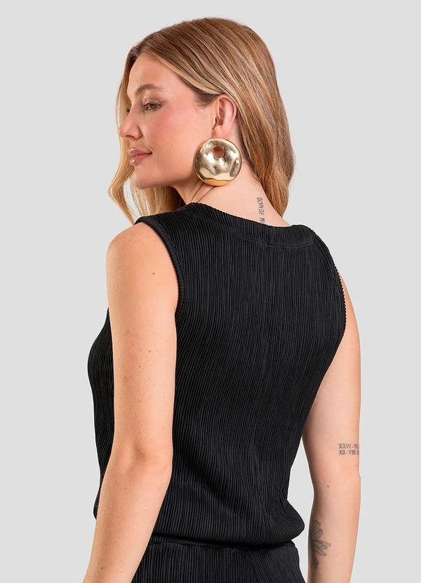 Dianna - Regata Feminina Texturizada Elegante Preto 2