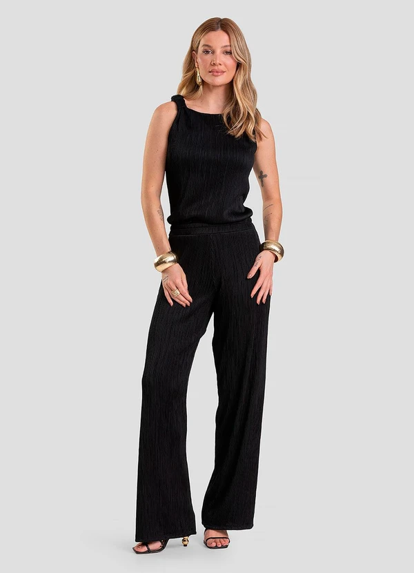 Dianna - Regata Feminina Texturizada Elegante Preto 3