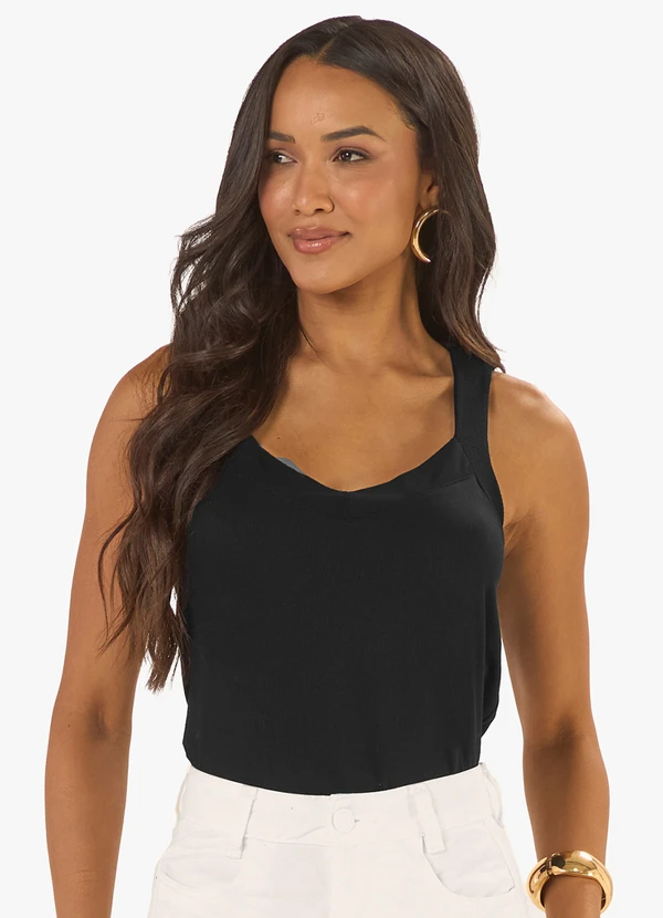 Rovitex - Regata Feminina Visco Maquinetada Preto