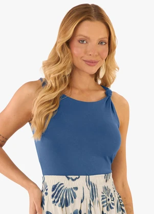 Rovitex - Regata Feminina Visco Tricot Nozinho Azul - ROVITEX