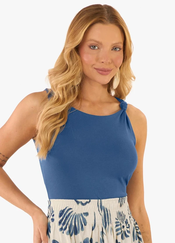 Rovitex - Regata Feminina Visco Tricot Nozinho Azul