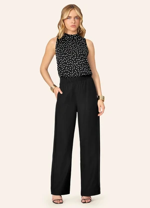 Endless - Regata Feminina Viscose Acetinada Estampa Preto - ENDLESS