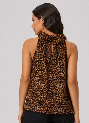 Infinita Cor - Regata Feminina Viscose Estampada Marrom - INFINITA COR