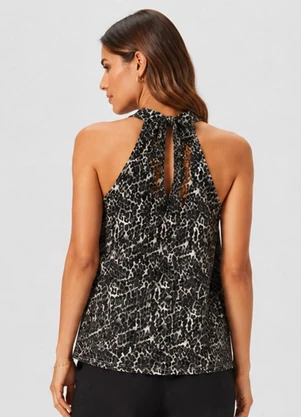 Infinita Cor - Regata Feminina Viscose Estampada Preto - INFINITA COR