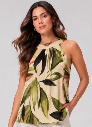 Infinita Cor - Regata Feminina Viscose Estampada Verde - INFINITA COR