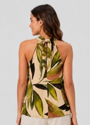 Infinita Cor - Regata Feminina Viscose Estampada Verde - INFINITA COR