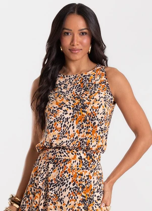 Rovitex - Regata Feminina Viscose Kyhara Estampada Bege - ROVITEX