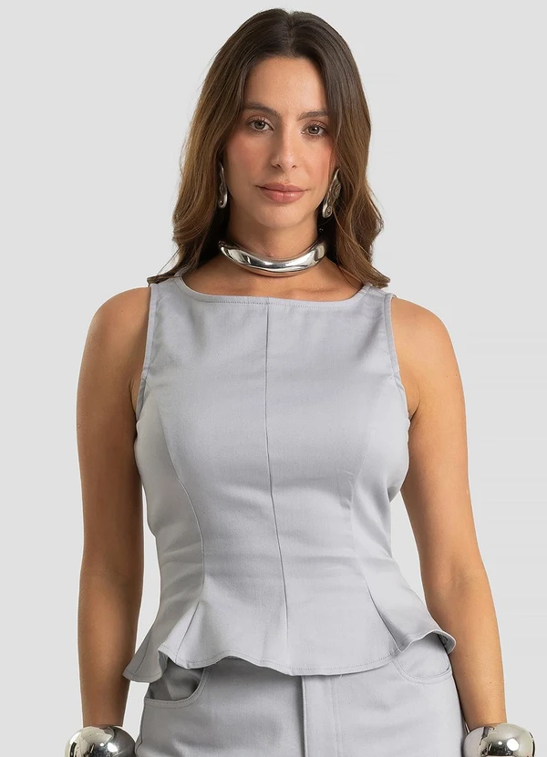 Dianna - Regata Feminina, Zíper Invisivel Lateral Cinza