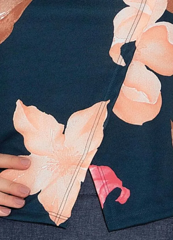 Rosalie - Regata Floral Marinho com Fenda 3