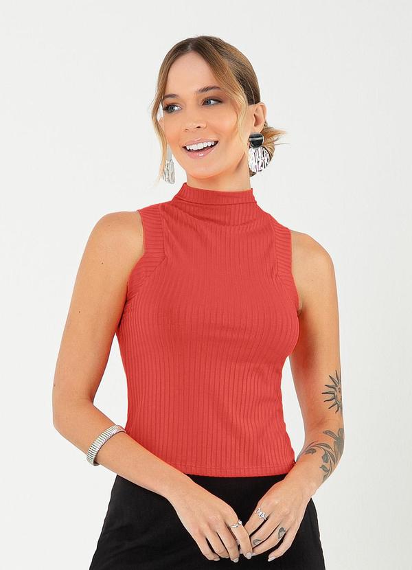 Cativa - Regata Gola Alta Canelada Laranja Escuro