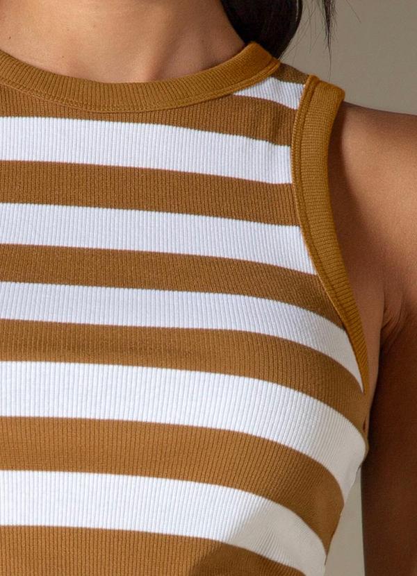 Use Modo - Regata Halterneck Listrada Marrom 3