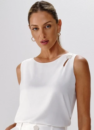 Principessa - Regata com Botão Orgânico no Ombro Off White Jessica - PRINCIPESSA