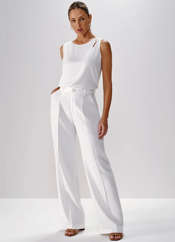 Principessa - Regata com Botão Orgânico no Ombro Off White Jessica 3