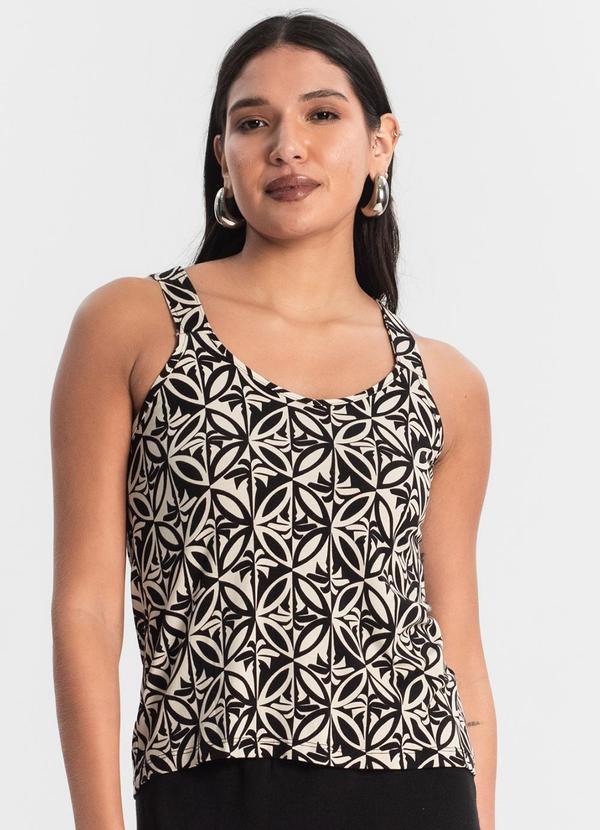 Rovitex - Regata Nadador Estampada Feminina Preto