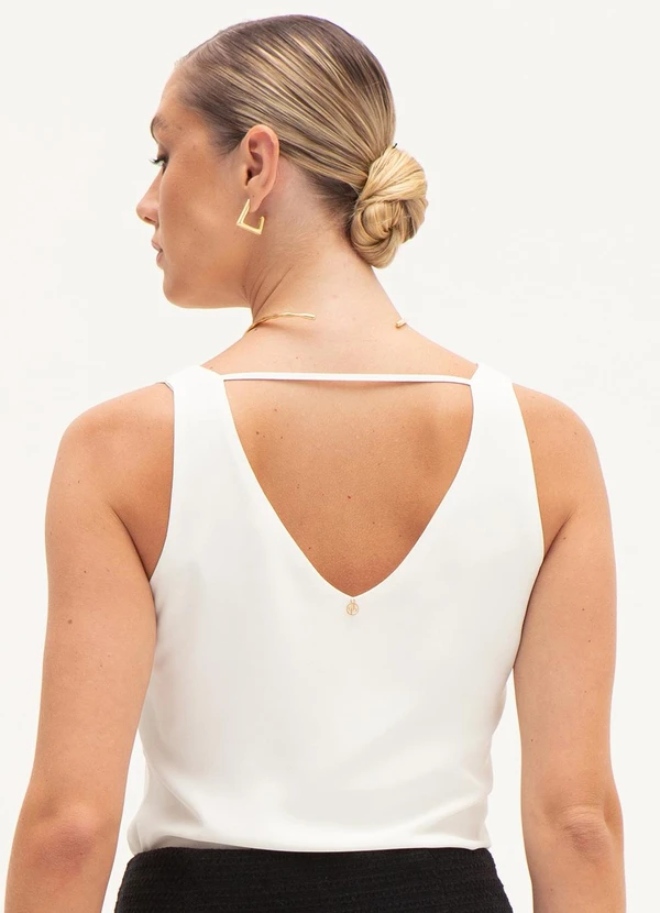 Principessa - Regata Feminina Off White com Decote V Lucia 2