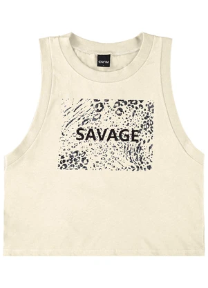 Enfim - Regata Off White Feminina Cavada Savage - ENFIM