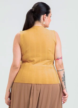 Cativa - Regata Plus Size em Canelado Amarelo - CATIVA