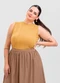 Cativa - Regata Plus Size em Canelado Azul - variação: Amarelo