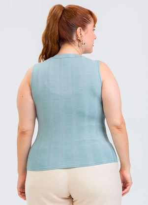Cativa - Regata Plus Size em Canelado Azul - CATIVA