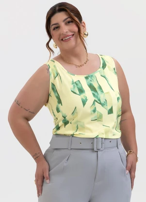 Habana - Regata Plus Size em Misturinha Amarelo - HABANA