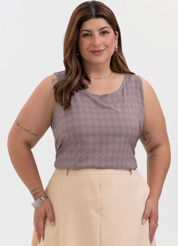 Habana - Regata Plus Size em Misturinha Lilás