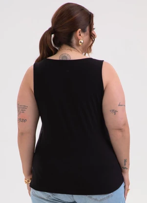 Habana - Regata Plus Size em Misturinha Preto - HABANA