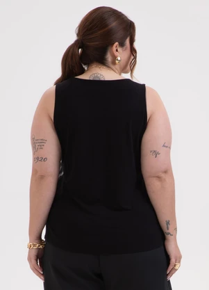 Habana - Regata Plus Size em Misturinha Preto - HABANA