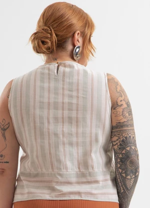 Cativa - Regata Plus Size em Tecido Texturizado Bege - CATIVA