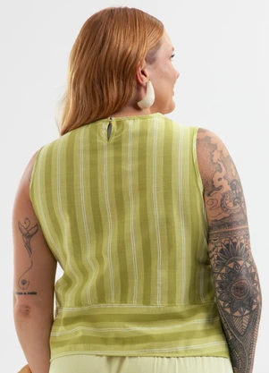 Cativa - Regata Plus Size em Tecido Texturizado Verde - CATIVA