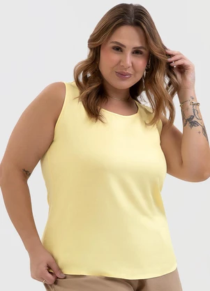 Habana - Regata Plus Size em Viscose Amarelo - HABANA