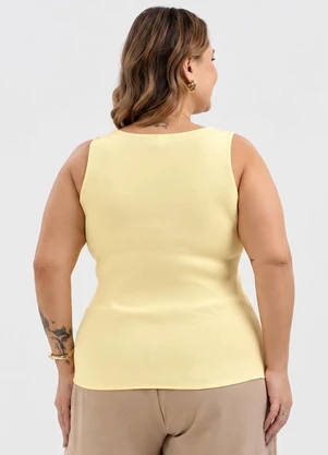 Habana - Regata Plus Size em Viscose Amarelo - HABANA