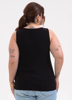 Habana - Regata Plus Size em Viscose Preto - HABANA