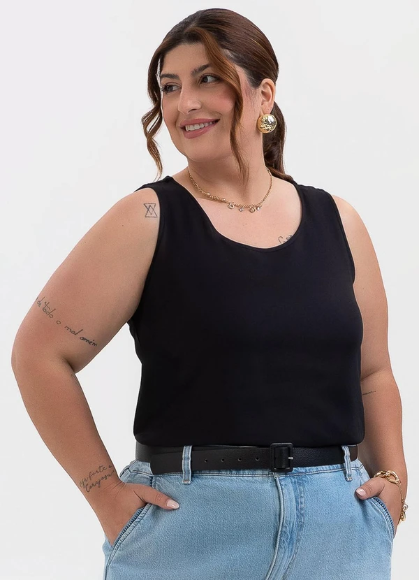 Habana - Regata Plus Size em Viscose Preto