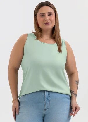 Habana - Regata Plus Size em Viscose Verde - HABANA