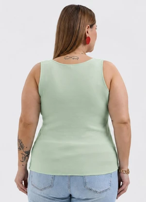 Habana - Regata Plus Size em Viscose Verde - HABANA