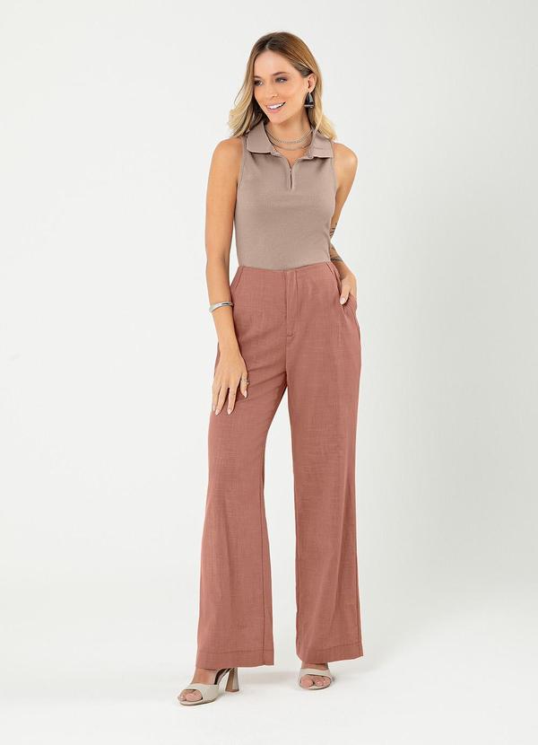 Cativa - Regata Polo Canelada Marrom Claro 4