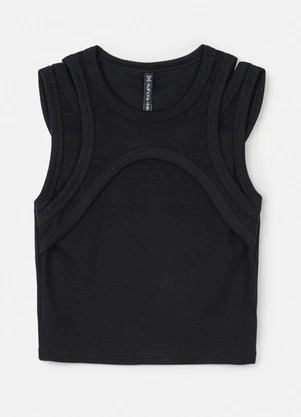 Authoria - Regata Preta com Cortes Assimétricos Preto - AUTHORIA