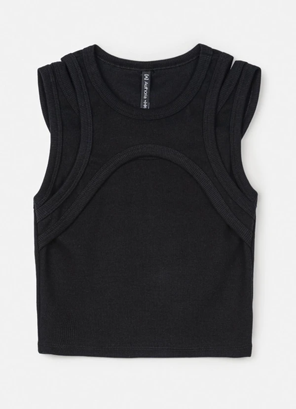 Authoria - Regata Preta com Cortes Assimétricos Preto