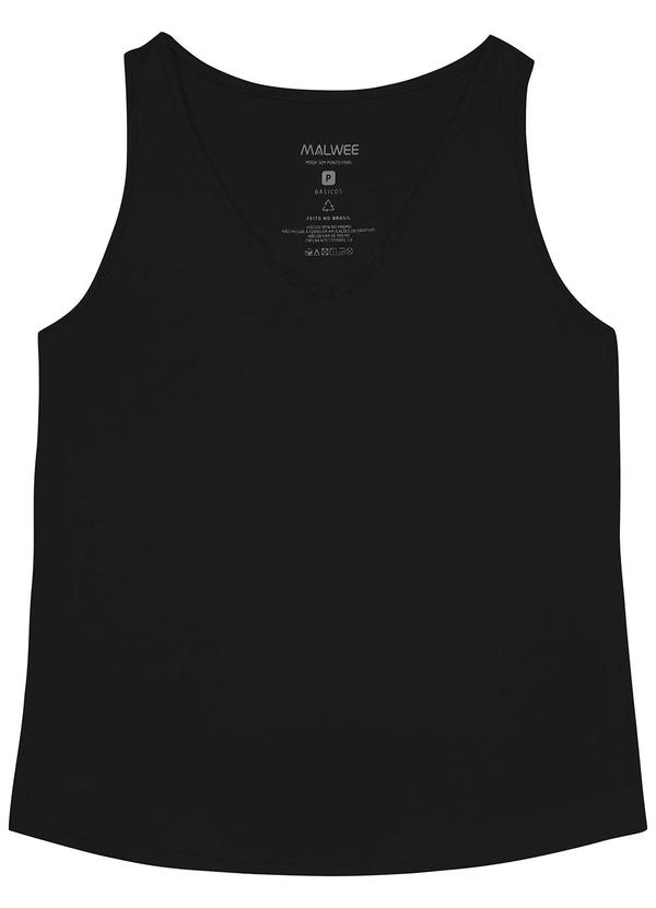 Malwee - Regata Preto Decote V em Malha