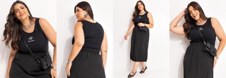 Regata Preto em Canelado