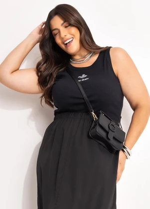 Marguerite - Regata Preto em Canelado - MARGUERITE