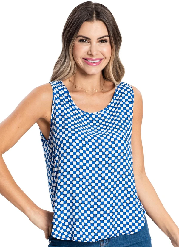 Rovitex - Regata Quadriculada Feminina Azul