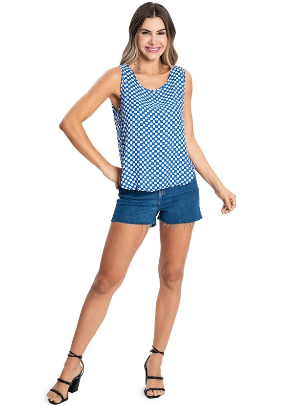 Rovitex - Regata Quadriculada Feminina Azul 3