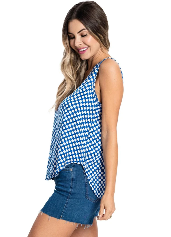 Rovitex - Regata Quadriculada Feminina Azul 4