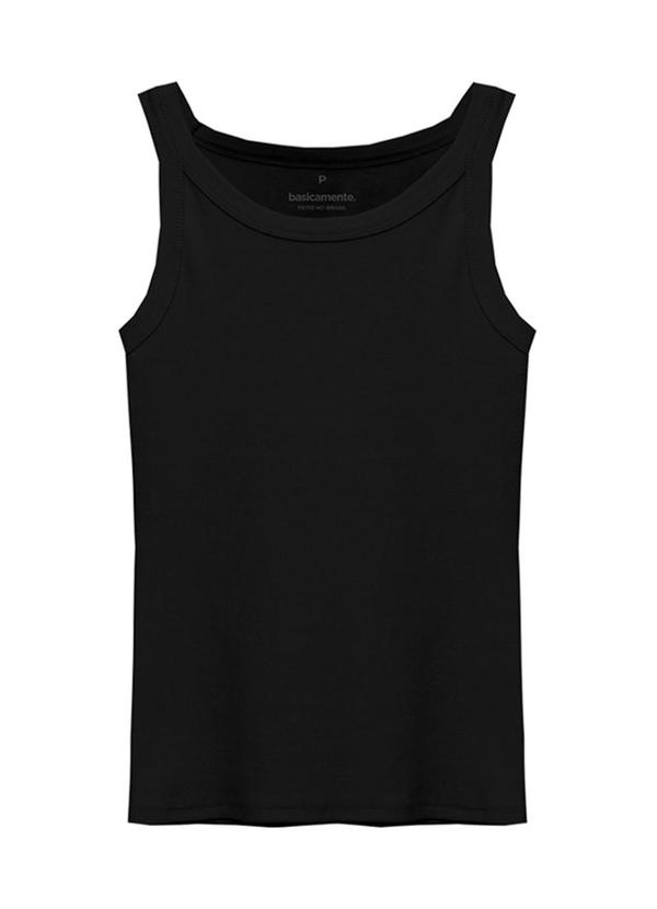 Basicamente - Regata Ribana Feminina Preto