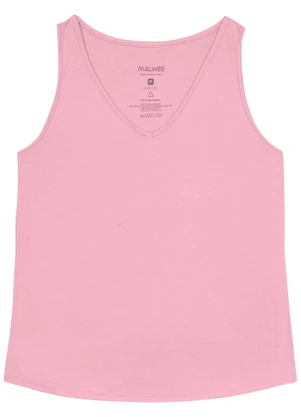 Malwee - Regata Rosa Claro Decote V em Malha - MALWEE